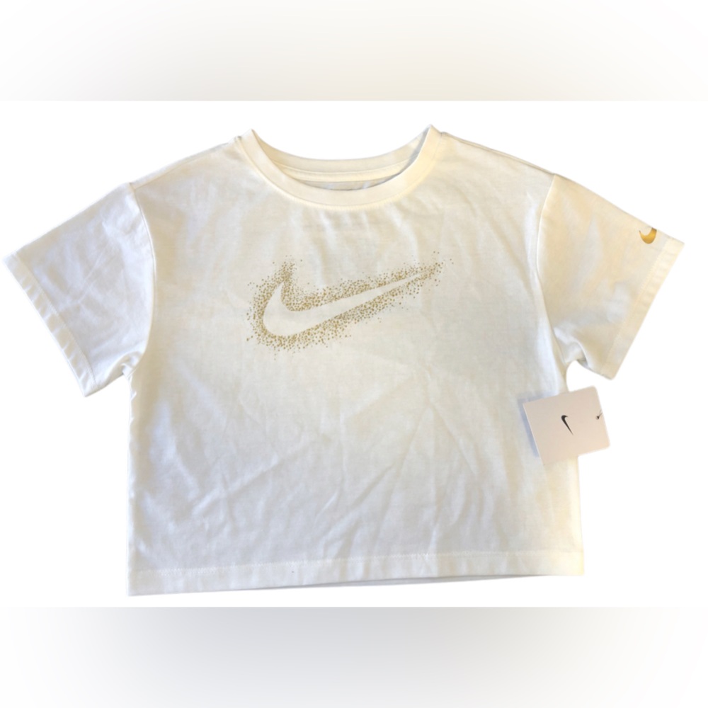 Nike Girls Youth Gold Swoosh Boxy  Tee - SIZE SMALL
